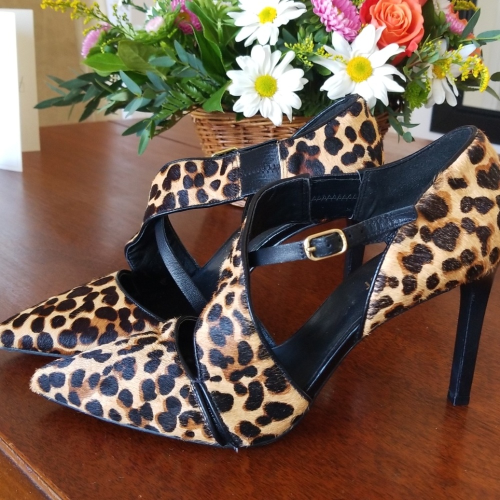 Nine west animal print cross heels